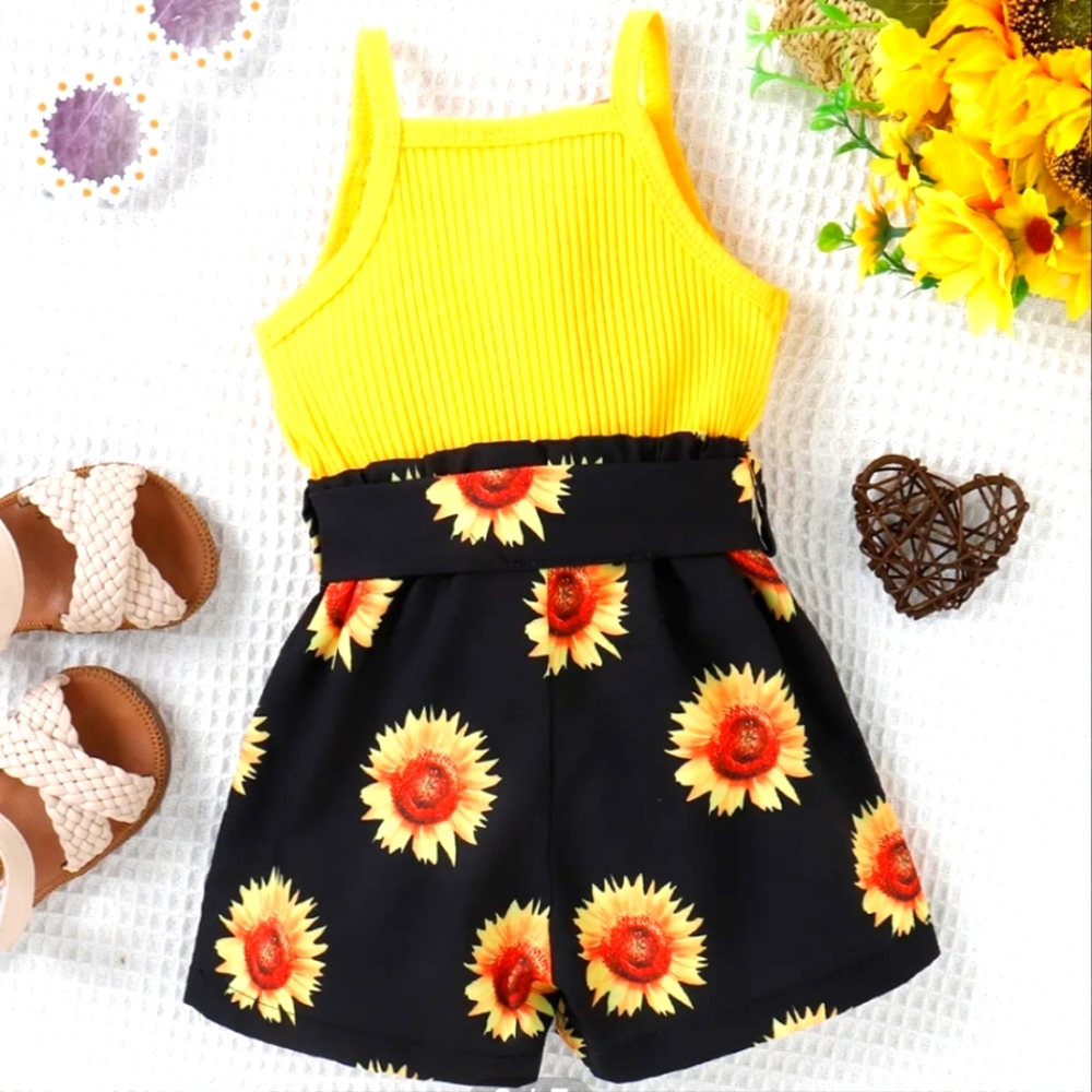 Kids shine sunflower Print romper
